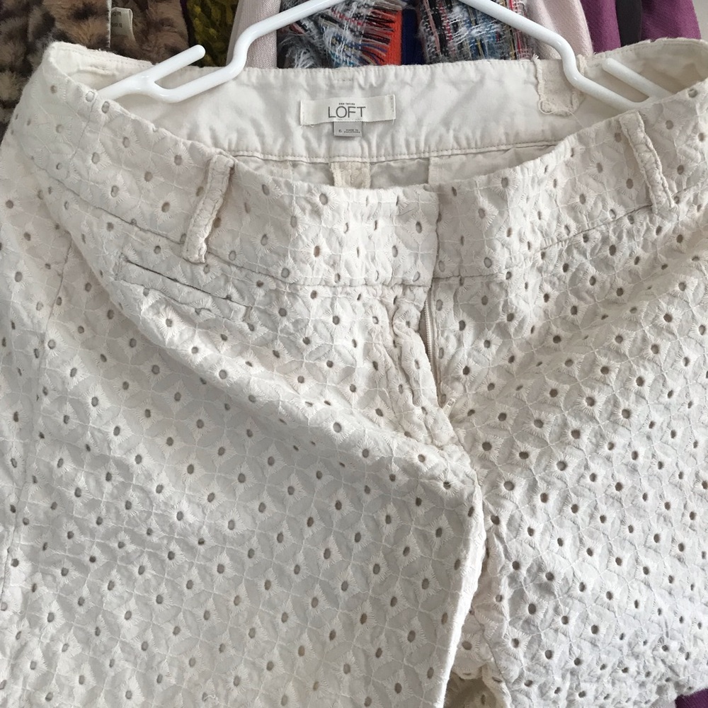 Loft shorts, cream eyelet, 6” inseam